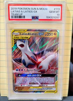Pokemon Graded Slab 2019 POKEMON SUN & MOON TEAM UP 113 LATIAS & LATIOS GX PSA 10