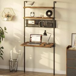 Wall Mounted Desk with Storage Shelf