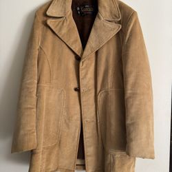 Vintage 1960s 1970s Faux Sherpa Interior Campus Men’s Jacket Coat Brown Size 40