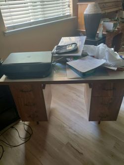 Kids desk with a map