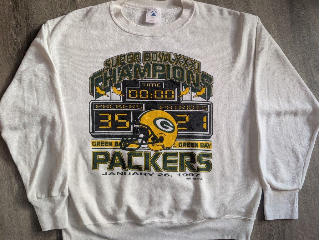 Vintage 1997 GREEN BAY PACKERS SUPER BOWL Made in USA Crewneck Sweatshirt