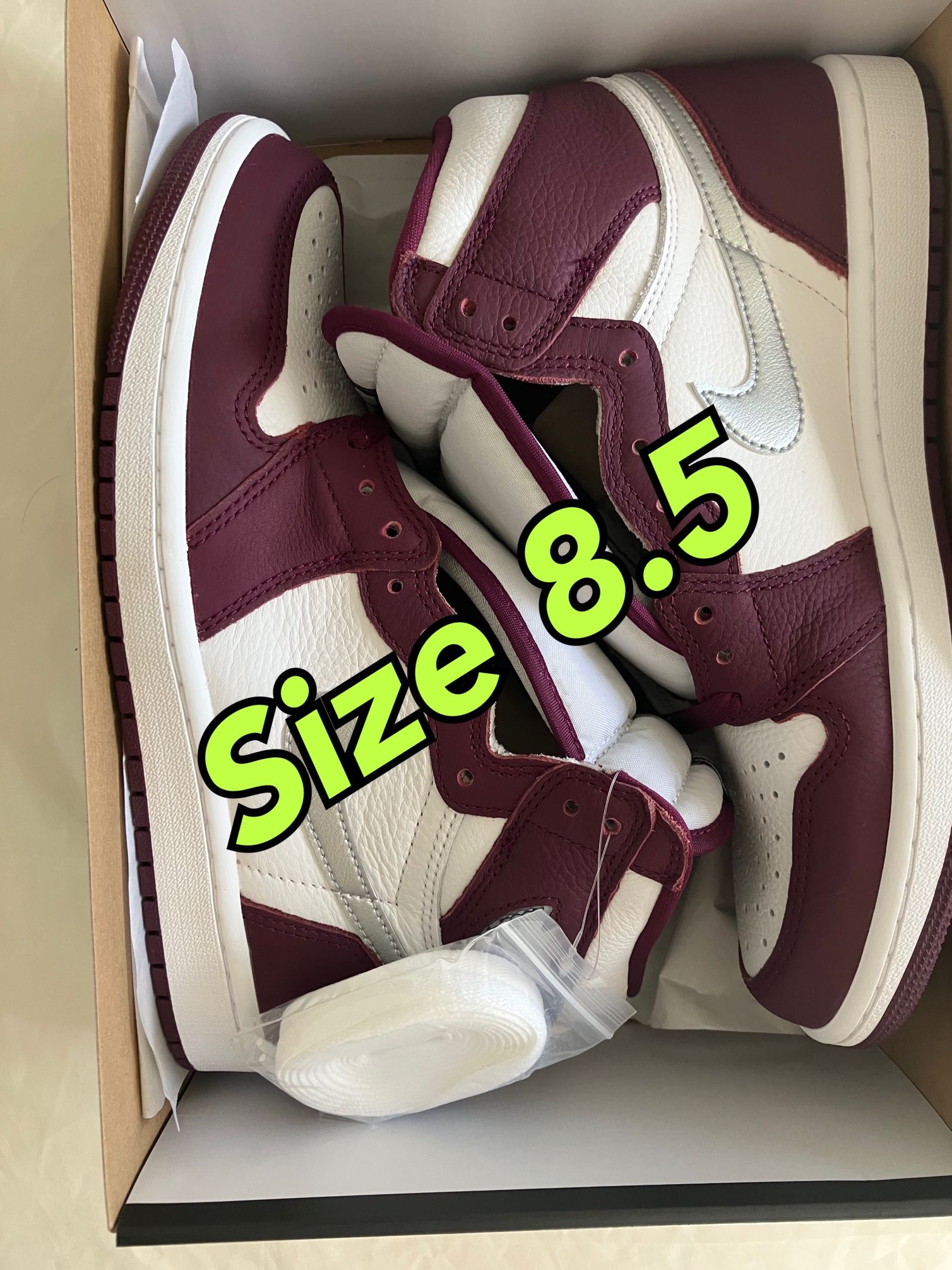 Jordan 1 High Bordeaux Maroon Size 8.5