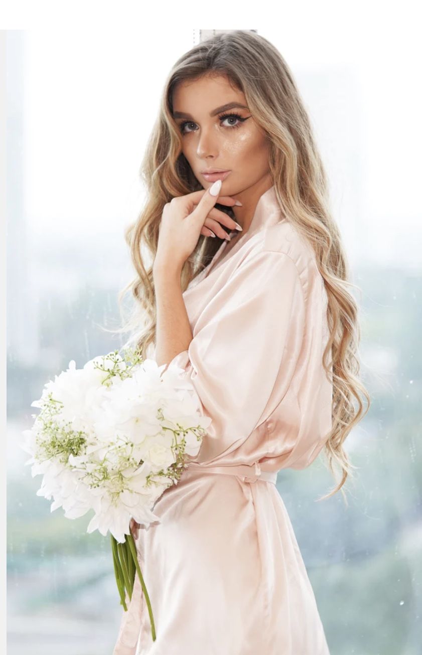 Blush Satin Kimono Bridesmaid Robes x5