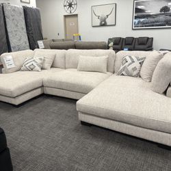 Beige XL Sofa Sectional Double Chaise Set - Free Delivery 