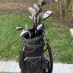 Mens left handed starter golf club set. With golf bag