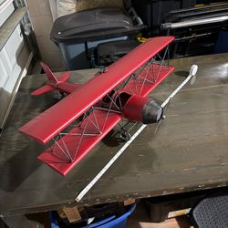Vintage Metal Biplane Hanging Decor (appx 30x30in)