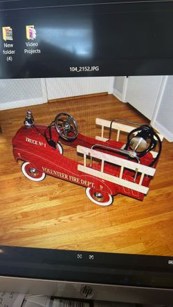 Gearbox red pedal car fire truck volunteer  fire dept truck no 1 vintage n . Mint