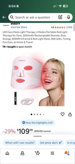 LED Face Mask Light Therapy, 4 Modes Portable Red Light Therapy for Face, 2000mAh Rechargeable Remote, Blue, Orange, 850NM Infrared & Red Light Mask, 