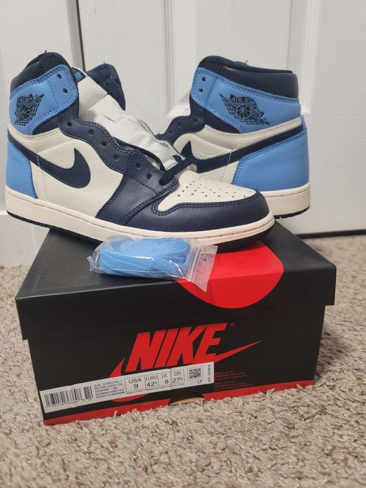 Jordan 1 Obsidian Blue/ UNC size 9 with box and laces VNDS WORN 1x