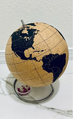 Cork World Globe on Metal Stand