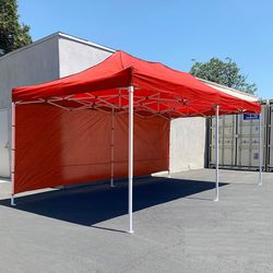 (New) $205 Heavy Duty 10x20 FT Easy Popup Canopy with (2) Sidewalls, Color Blue or Red