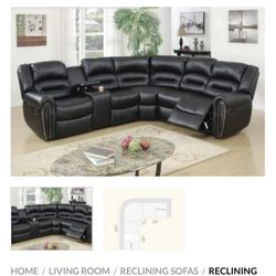 Black Motion Sectional Sofa 