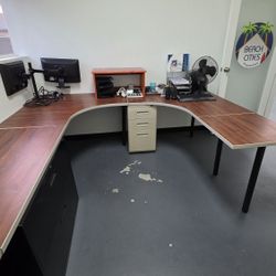 Sectional Desk With File Cabinets And Chairs