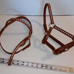 NEW MINI PONY LEATHER HALTER AND BRIDLE 