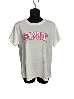 Champion Graphic Short Sleeve White with Pink Logo T-Shirt Women's Medium