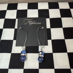 Blue Bead Drop Earrings