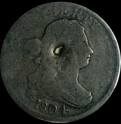1804 U.S. DRAPED BUST HALF CENT PENNY COIN (Fine)