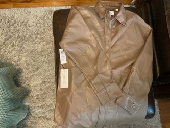 ARITZIA FAUX LEATHER BUTTON UP SHIRT