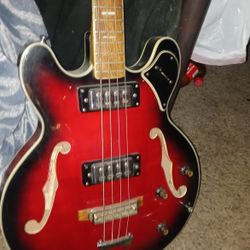 70s Univox Custom Hollow Body Acoustic Bass Guitar