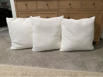 Set of 3 Cotton White Waffle Euro Pillows 26x26