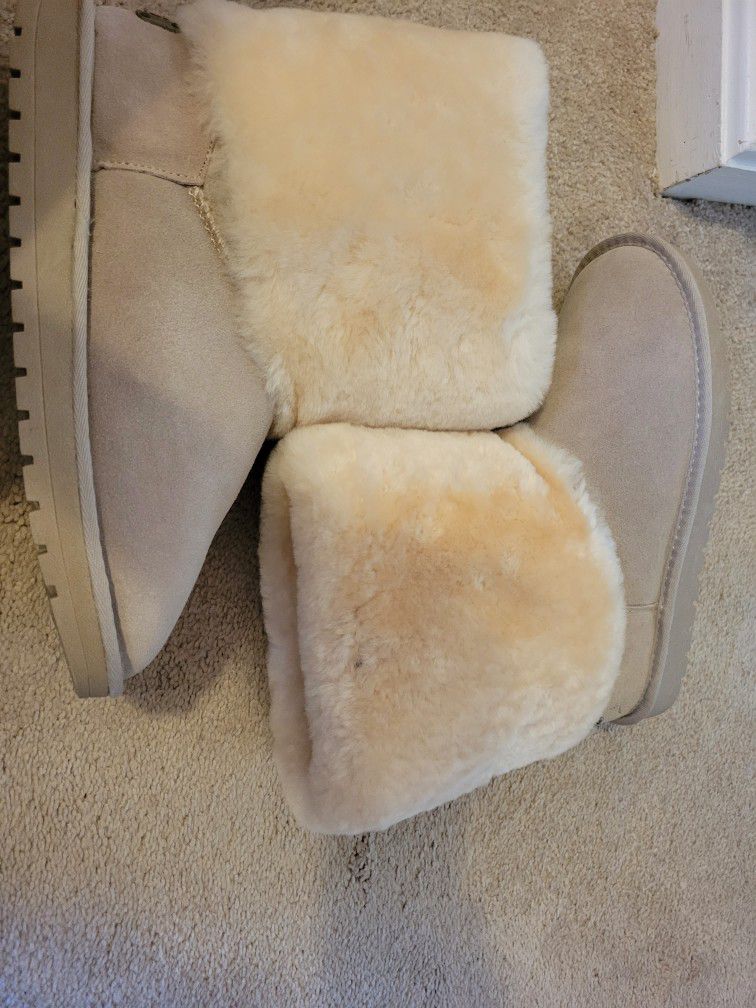 Genuine Suede Boots With Fur