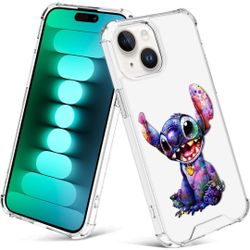 SUNTONIO Designed for iPhone 15 Plus case Cute Cartoon Stitch Character Soft TPU Case and Shockproof Transparent Protective iPhone 15 Plus Cover Case 