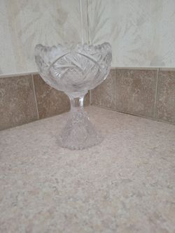 EAPG Vintage Imperial Nucut Heavy Pressed Glass Footed Bowl