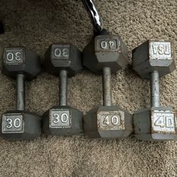 Barbell Cast Iron Hex Dumbbell Sets - 30 lb & 40 lb