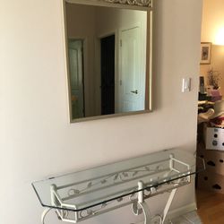 Glass Top Foyer Table & Mirror