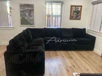 Stylish‼️ Black Corduroy Sectional Sofa 2