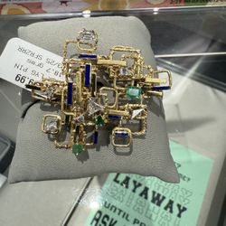 Cubist Style 18k and Diamond Brooch Pin  $2500