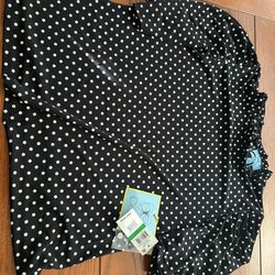 puff long sleeve polka dot top