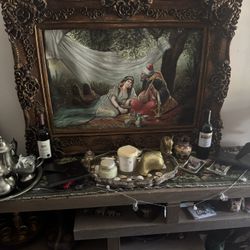 Large Orientalist Oil Painting – Antique Style with Ornate Frame