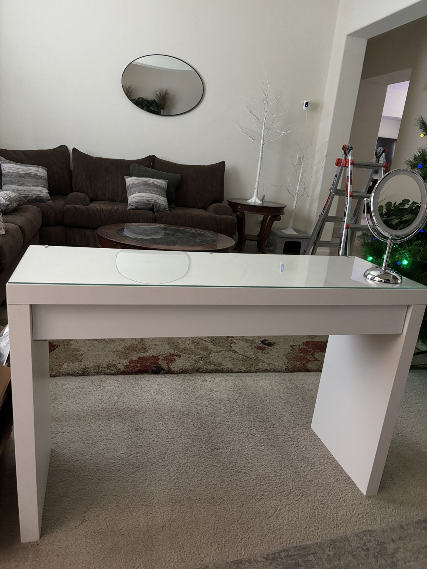 Vanity Glass Top Desk