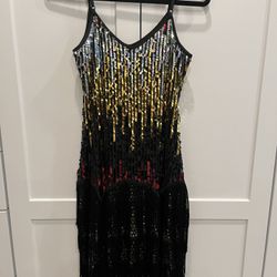Adult Flapper Dress With Fringe  Tassels