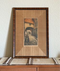 Antique Vintage 1920s Alfred Van Neste, Belgium 1(contact info removed) signed Lithograph, Framed