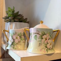 Gorgeous Vintage Epiag Royal Hand Painted Cream & Sugar