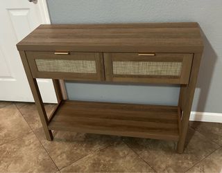 (NEW) 40” Wide Rattan Console Table