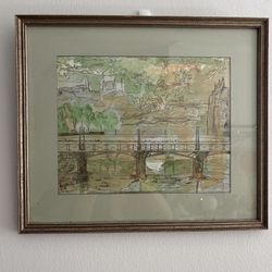 French Art Framed Watercolor 