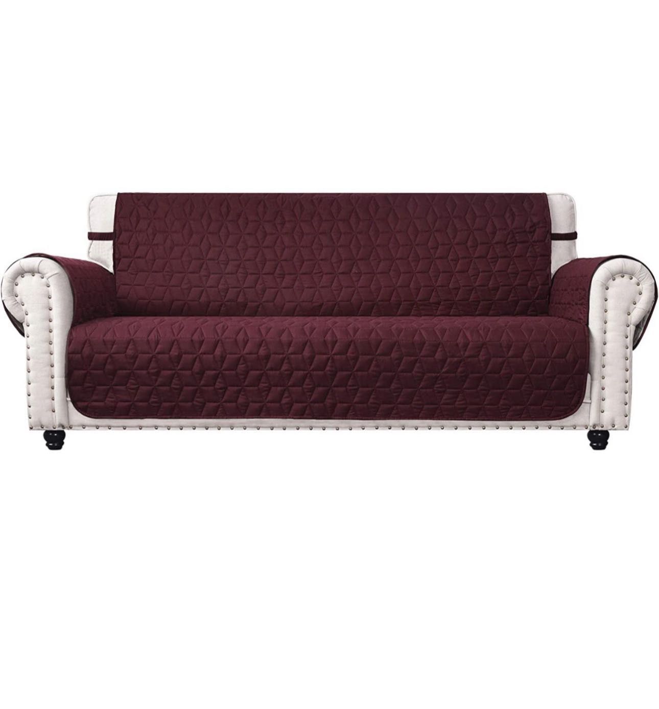 Couch Sofa Slipcover 100% Waterproof Nonslip Quilted Furniture Protector Slipcover for Dogs, Children, Pets Sofa Slipcover Machine Washable (Burgundy,