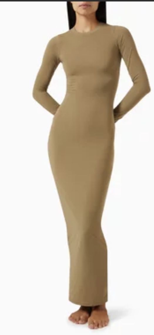 SKIMS FITS EVERYBODY CREW NECK LONG SLEEVE DRESS NWOT -  greenwatershopping.com