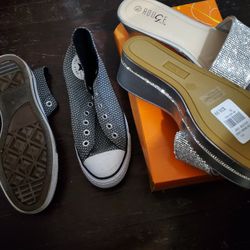 New Converse And New Silver Shoes