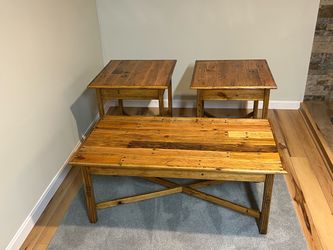 Rustic Wood Coffee Table and End Tables Set