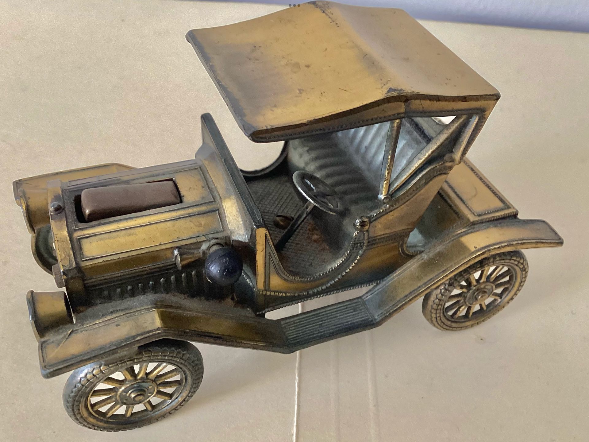 Vintage Die Cast Ford Model T Tabletop Cigarette Lighter Brass Automobile Detailed