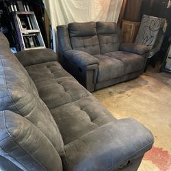 Grey reclining sofa, set