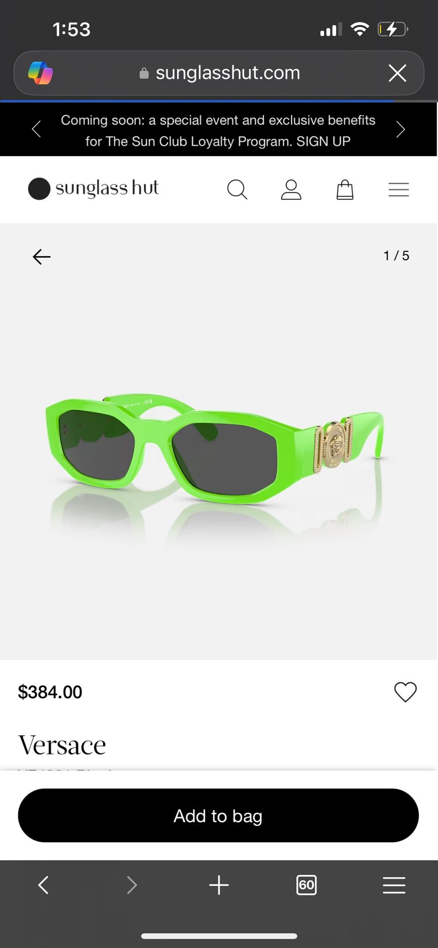 Versace Neon green Sunglasses