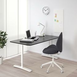 BEKANT 63x31 1/2” Black Desk - Adjusts For Sit/Stand