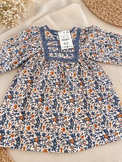 Zara Girls Floral Long Sleeve Dress Size 2