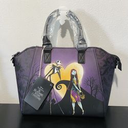 Loungefly The Nightmare Before Christmas Jack & Sally Heart Moon Satchel Bag