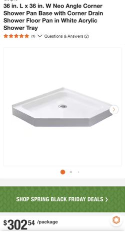 SB3636NA 36 in. L x 36 in. W Neo Angle Corner Shower Pan Base with Corner Drain
